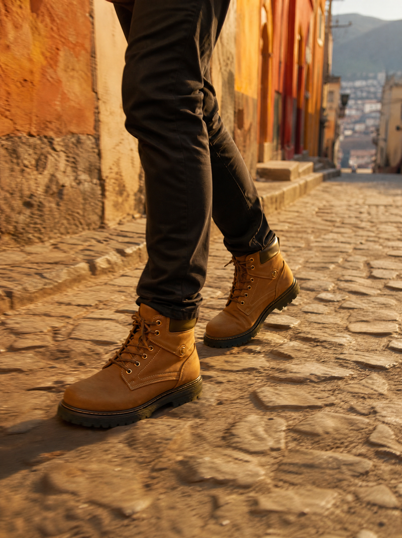 Botas TORVAN camel caminando